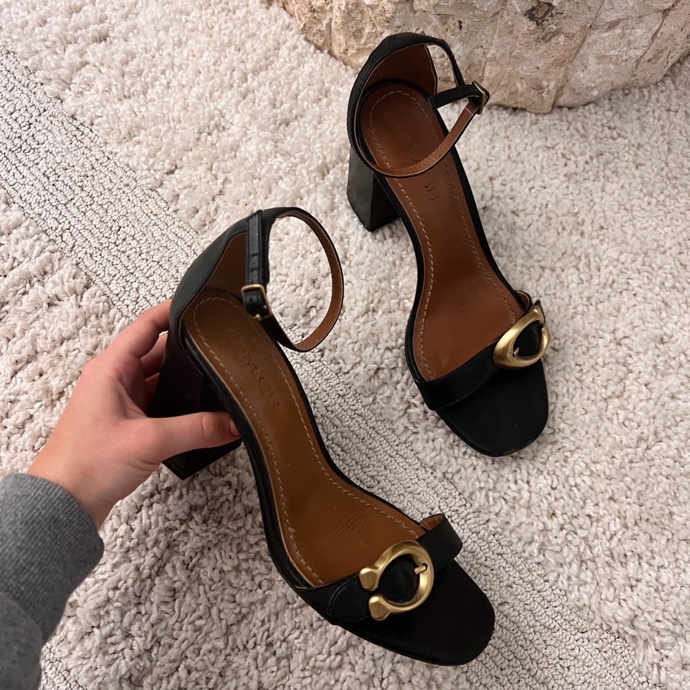 Coach Maya Sandal Heels in Black